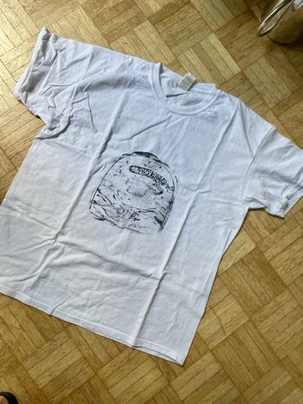 Selbstgemachtes Siebdruck T-Shirt, Gr. L, weiss