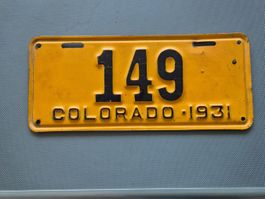 Autoschild 149 Colorado 1931 USA Metall gelb gebraucht