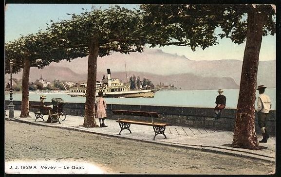 Cartoline postali: AK Vevey, Le Quai – Usato da Berlin venduto da bartko-reher