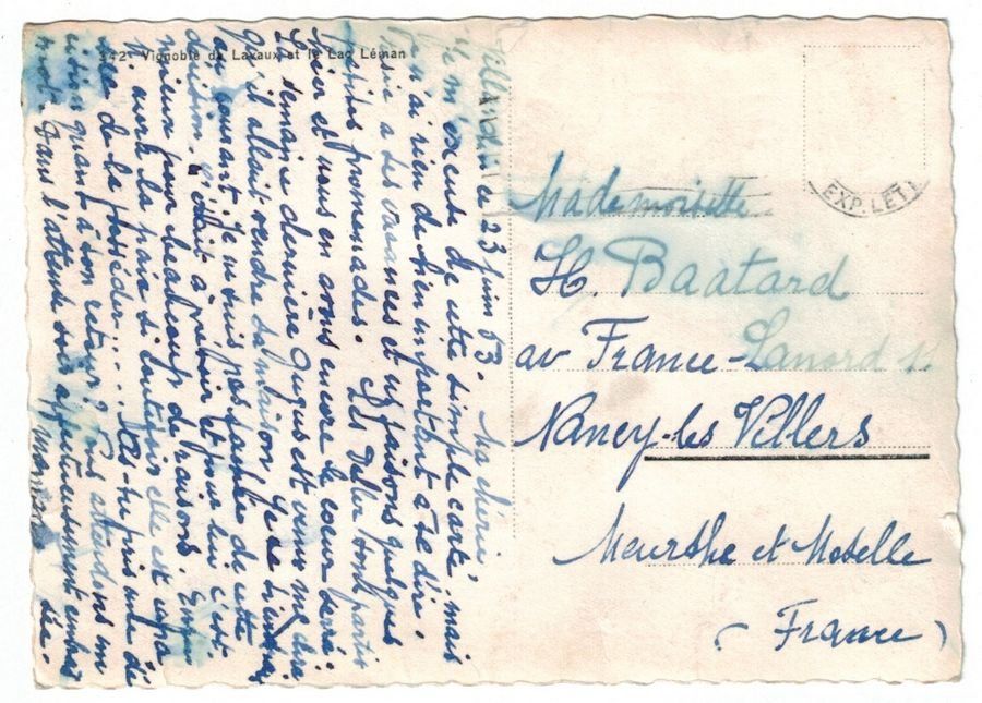 Cartoline postali: Vignoble de Lavaux, circulée 1953 – Usato da Frauenfeld venduto da POML 1