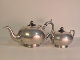 Versilberte Teekanne + Zuckerdose 90er Silberauflage Set