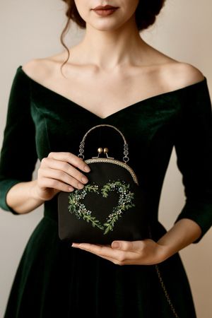 Handmade Embroidered Kiss Lock Frame Bag, Unique!