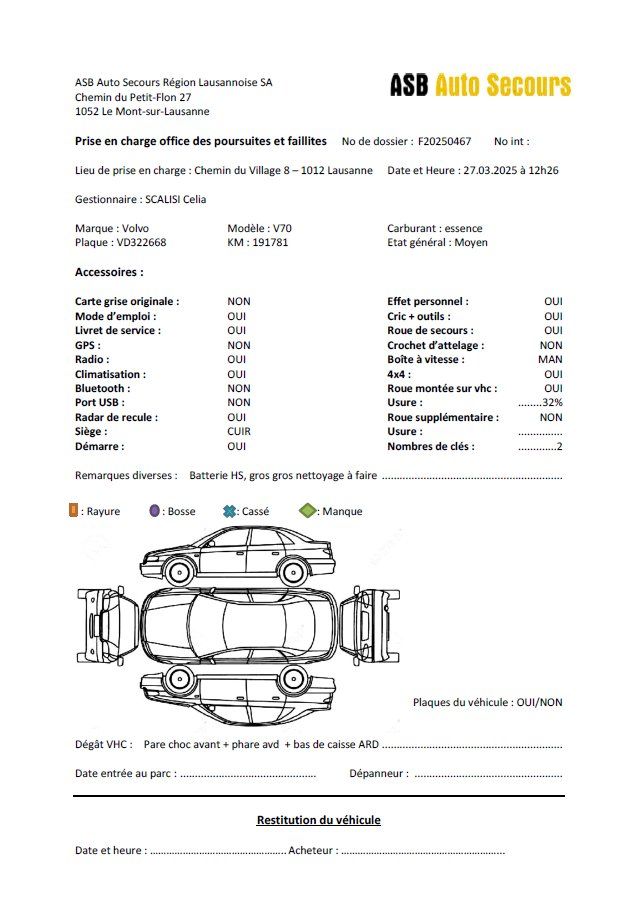 Volvo Autos: Volvo V70 2.5T AWD – D'occasion à Lausanne par  7