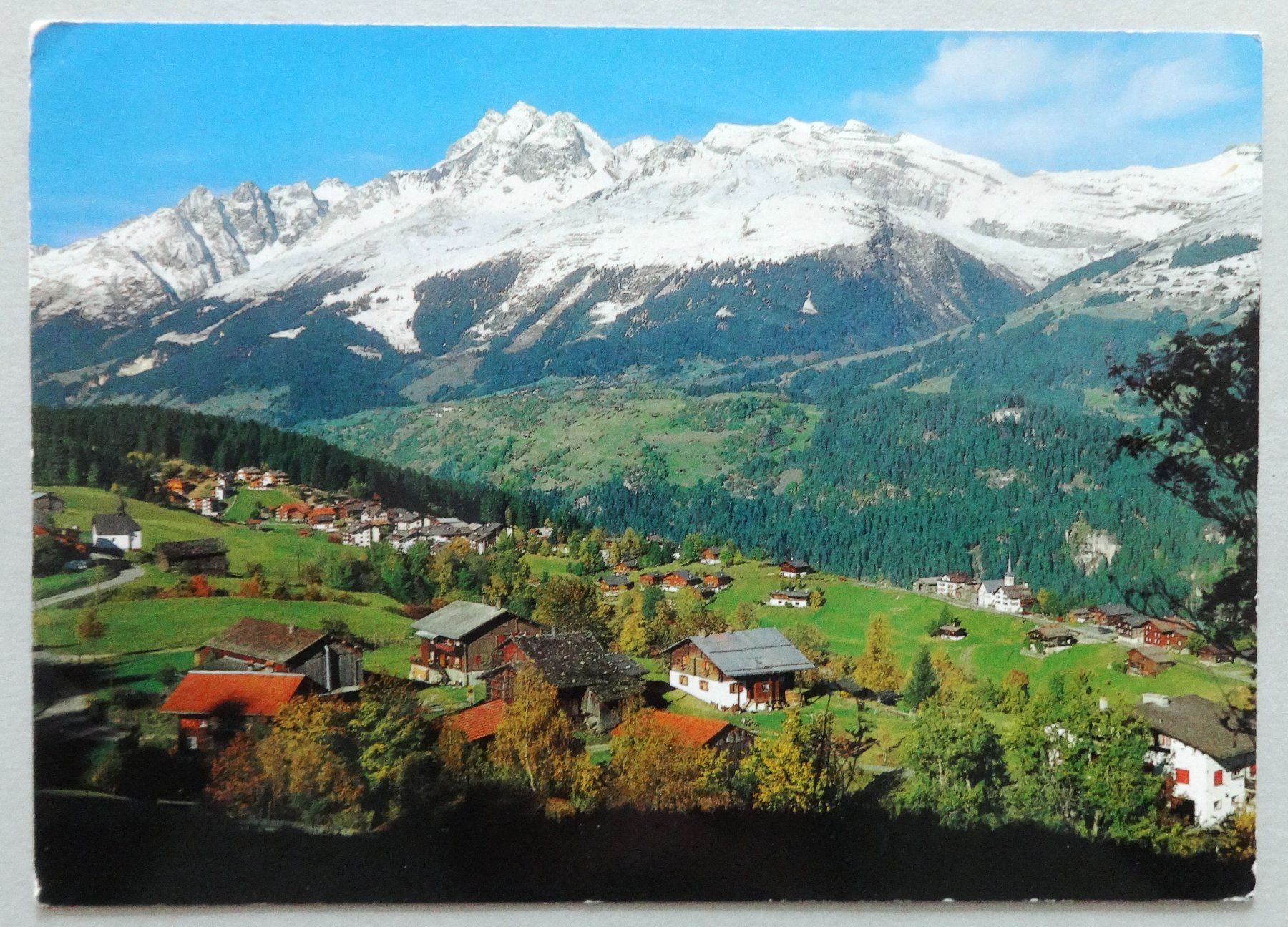 Ansichtskarten: Obersaxen-Platenga, 1350 m ü.M. – Gebraucht aus Fétigny von Billy2miny