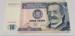 Billet 10 Intis Pérou 1987 état neuf pièce collection