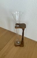 Glasvase mit Holzständer antik guter Zustand