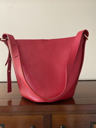 Red Italian leather handbag