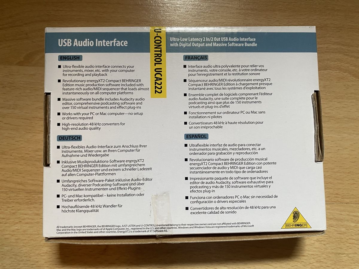 Behringer Equalizzatori: Interface USB-audio Behringer UCA-222 – Usato da Rochefort venduto da runeii 1