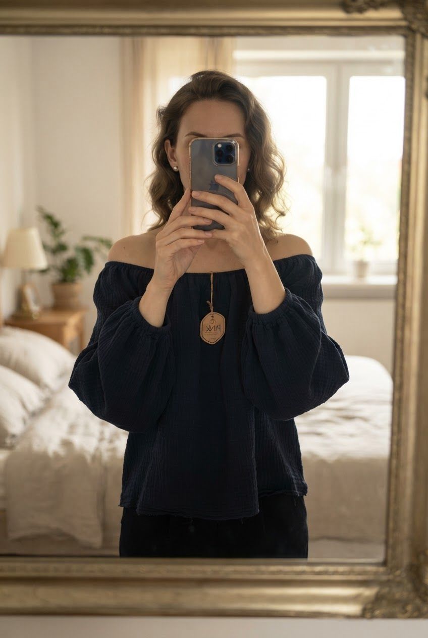 T-Shirts: Musselin Off Schoulder Dunkelblau – Neu (gemäss Beschreibung) aus Winterthur von Winnia