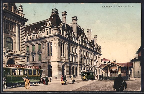 Cartes postales: Lausanne, L'Hotel des Postes, Strassenba – D'occasion à Berlin par bartko-reher