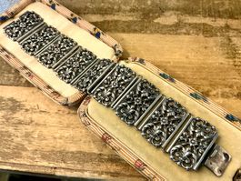 JUGENDSTIL ARMBAND SILBER 800-ER UM 1900, 55 GR