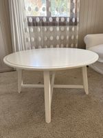 Couchtisch rund weiss Holzgestell gebrauchter Zustand