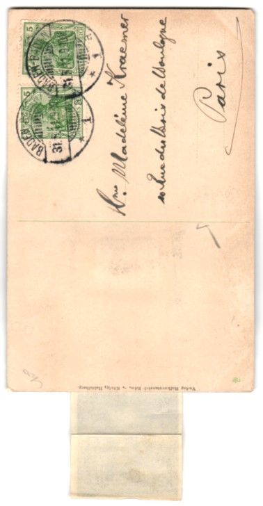 Cartoline postali: Leporello-AK Baden-Baden, Briefträger,  – Usato da Berlin venduto da bartko-reher 1