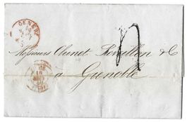 1850 Faltbrief Genève nach Grenoble, Frankreich