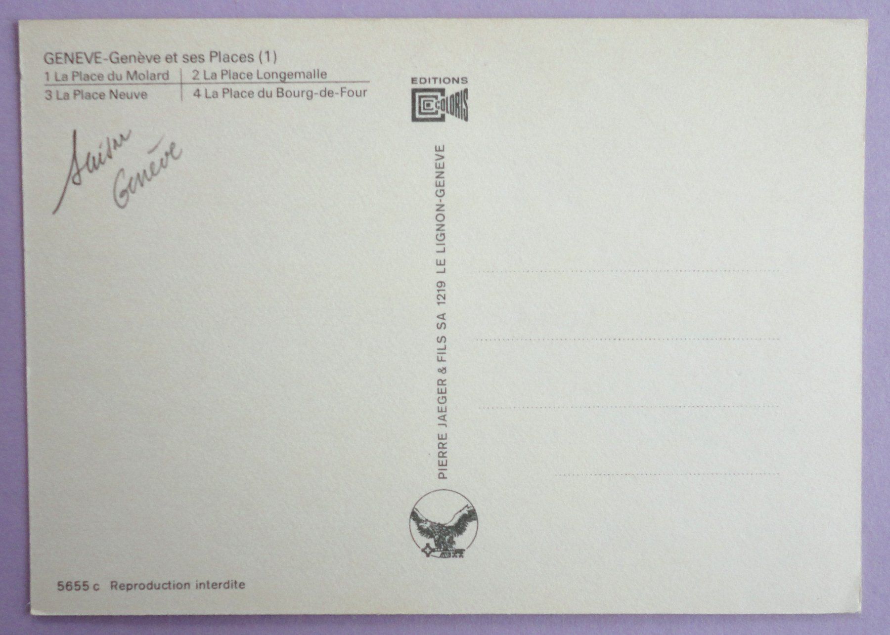 Cartoline postali: Genève et ses Places – Usato da Fétigny venduto da Billy2miny 1