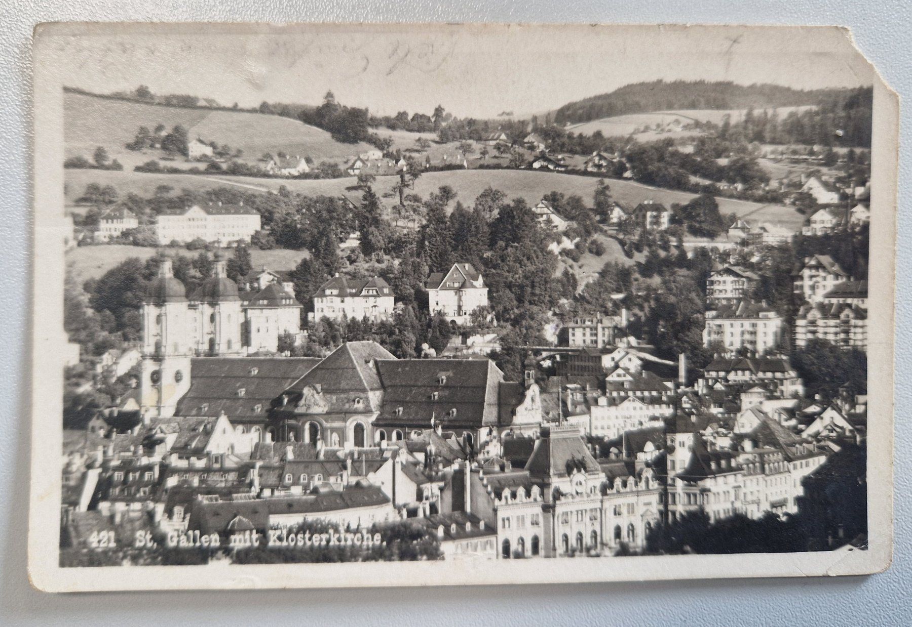 Cartoline postali: St. Gallen mit Klosterkirche, 1926 – Usato da Melchnau venduto da Arthurius