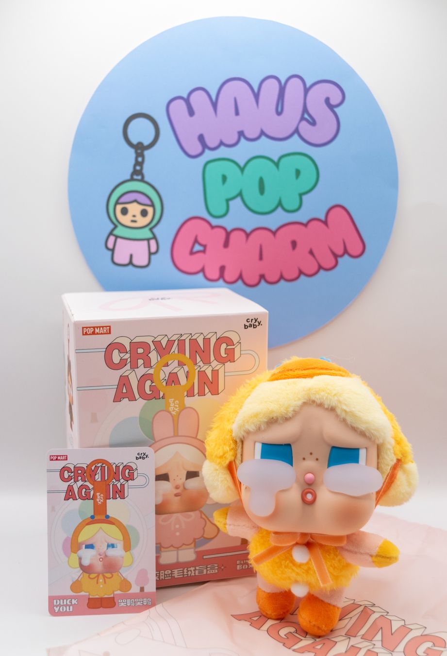 Pop Mart Statuette: POP MART CRYBABY Crying Again Plush DUCK YOU – Nuovo e nell'imballaggio originale da Belmont-Lausanne venduto da HausPopCharm