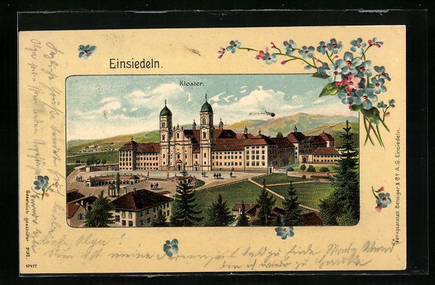 Ansichtskarten: Litho Einsiedeln, Kloster mit grossem Pl – Gebraucht aus Berlin von bartko-reher