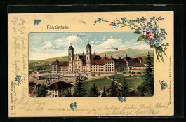 Litho Einsiedeln, Kloster mit grossem Pl