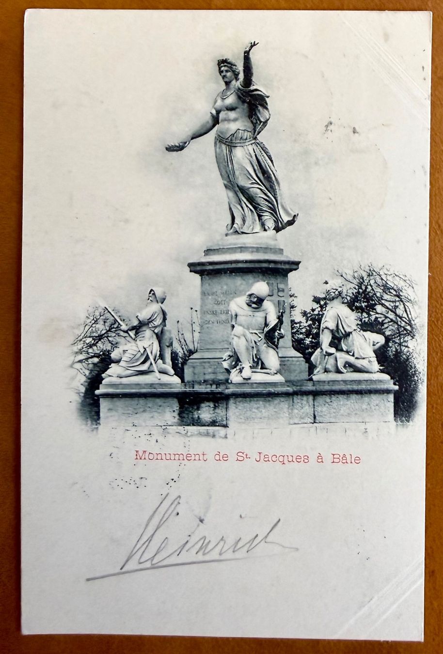 Cartoline postali: Basel - Monument St. Jacques - Litho 1899 – Usato da Lutry venduto da Ediego