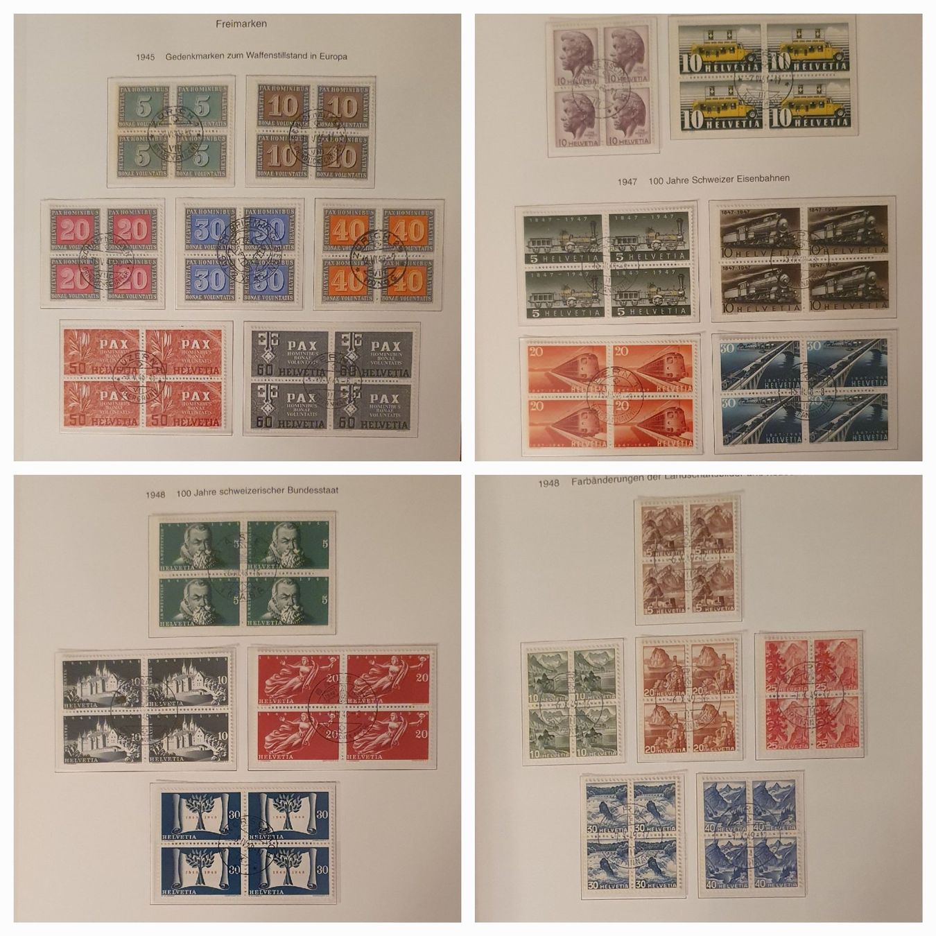 Alle Briefmarken: 4er Block Sammlung Freimarken Gestempelt 1945 - 1990 – Gebraucht aus Kreuzlingen von Rschweiz1 1