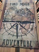 Tapis style vintage boussole aventure environ 80x120 cm