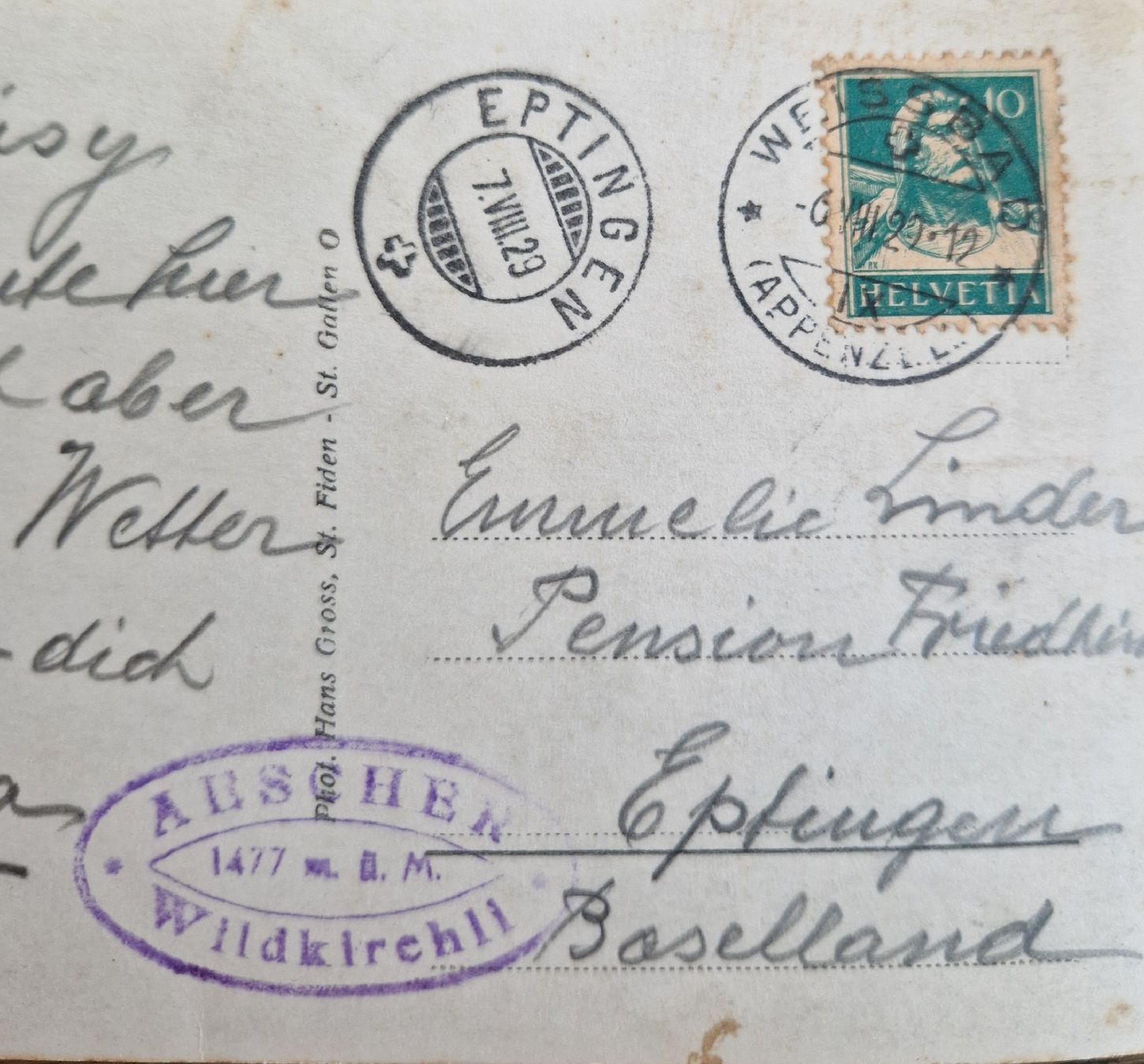 Cartoline postali: Aescher, interessante Stempel, 1929 – Usato da Ebikon venduto da Donar50 1