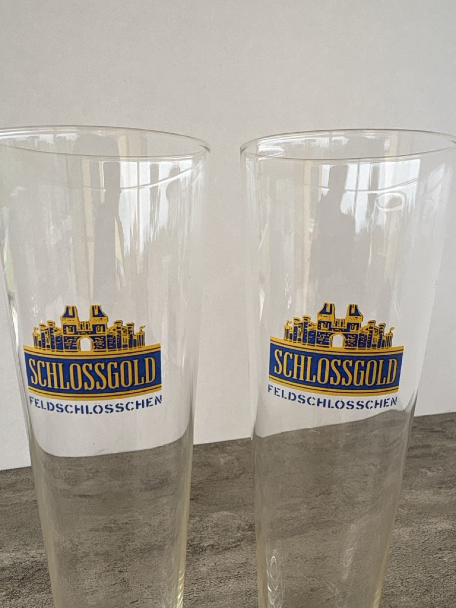 Feldschlösschen Bicchieri: 2 Schlossgold Feldschlösschen Bier Trinkgläser – Usato da Rümlang venduto da resale35 1