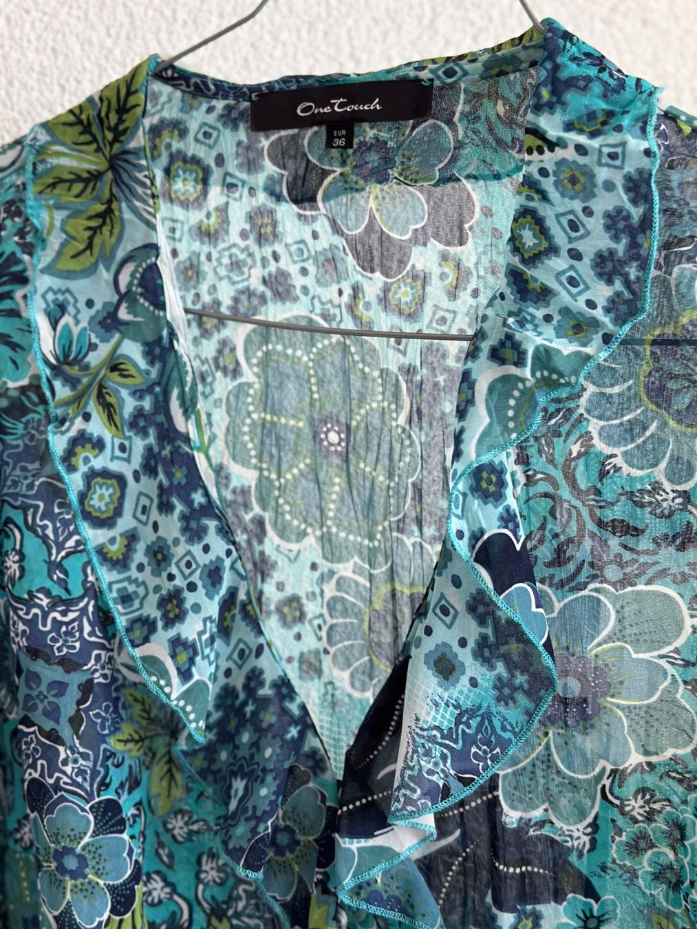 Camicette: Bluse 36 (One Touch) blau/grün Blumenmuster – Usato da Rothenburg venduto da wer_g9fd 3