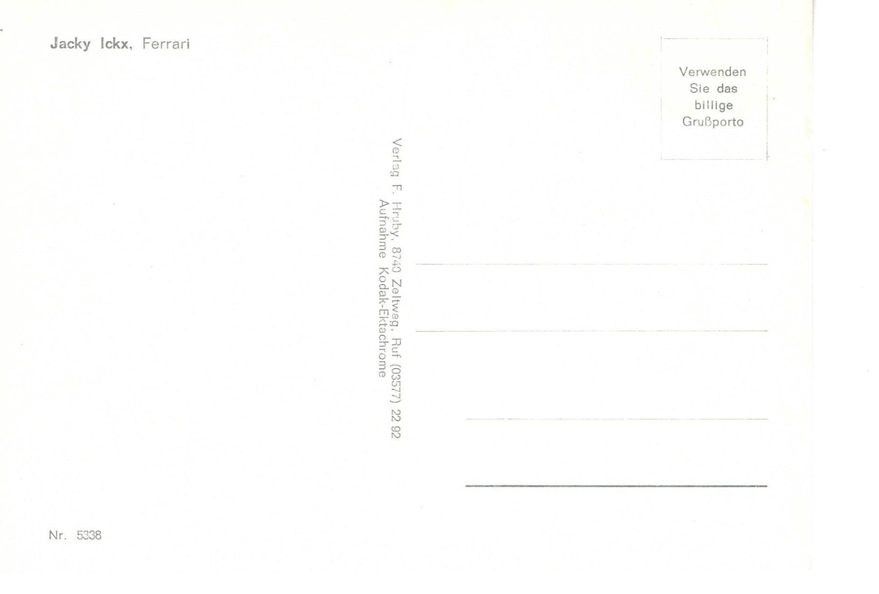 Ansichtskarten: Postkarte, Jacky Ickx, Ferrari – Gebraucht aus Aarburg von Hktm 1