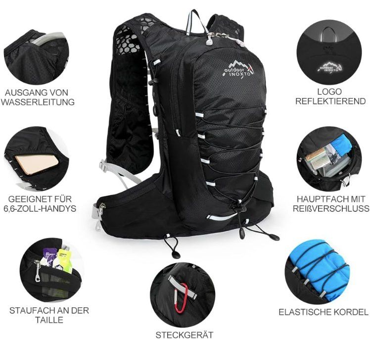 Zaini: Outdoor Laufrucksack + 2L Wasserblase – Nuovo e nell'imballaggio originale da Geneve venduto da Titi2008 2