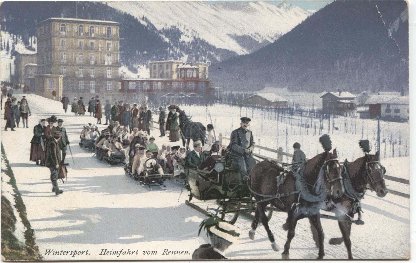 Cartoline postali: DAVOS GR 1911 Wintersport-Pferdeschlitten – Usato da Wil SG venduto da Clanx