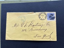 USA 3c 1869 Lokomotive SC#114 auf Cover 1869 Fancy Kork Ste