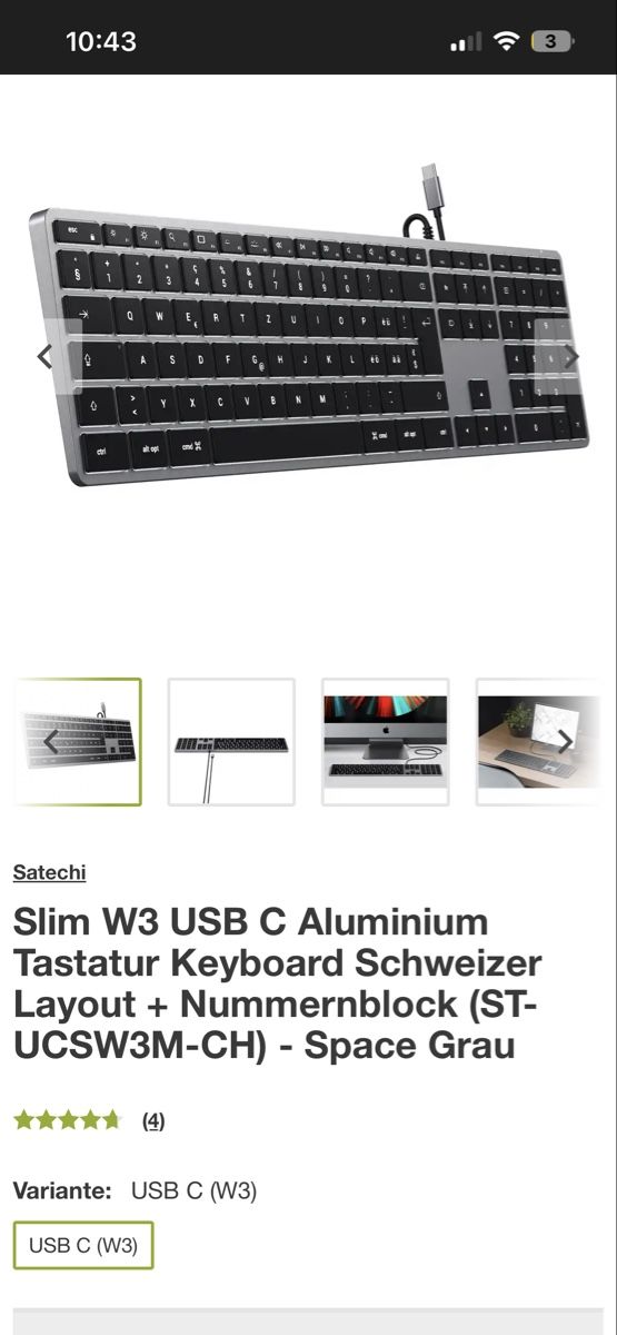 Tastiere: SLIM Tastatur Grau, CH-Layout neuwertig – Usato da Bern venduto da FreitagsSachen22 1