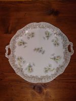 Kuchenteller mit Blumenmuster und Goldrand 28cm