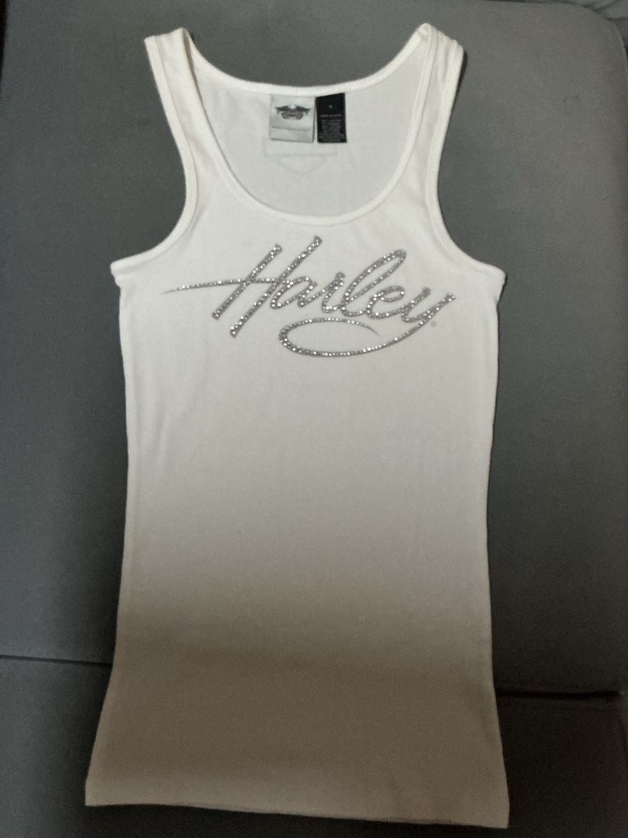 Tops: Harley Davidson Damen Top Grösse S weiss Strass  – Neu (gemäss Beschreibung) aus Belp von embudu20