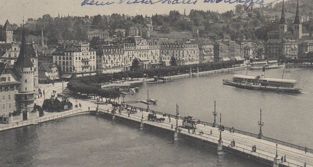Cartes postales: Luzern - Neue Brücke mit Schweizerhof  1913 – D'occasion à Aarau par kufi44 1