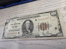 100 Dollar Schein Federal Reserve Bank New York 1929
