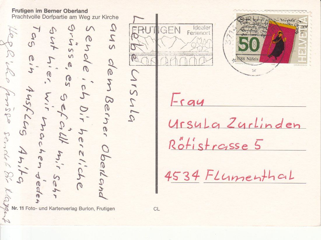 Cartoline postali: Frutigen 1988 – Usato da Bürglen TG venduto da StampGraf 1