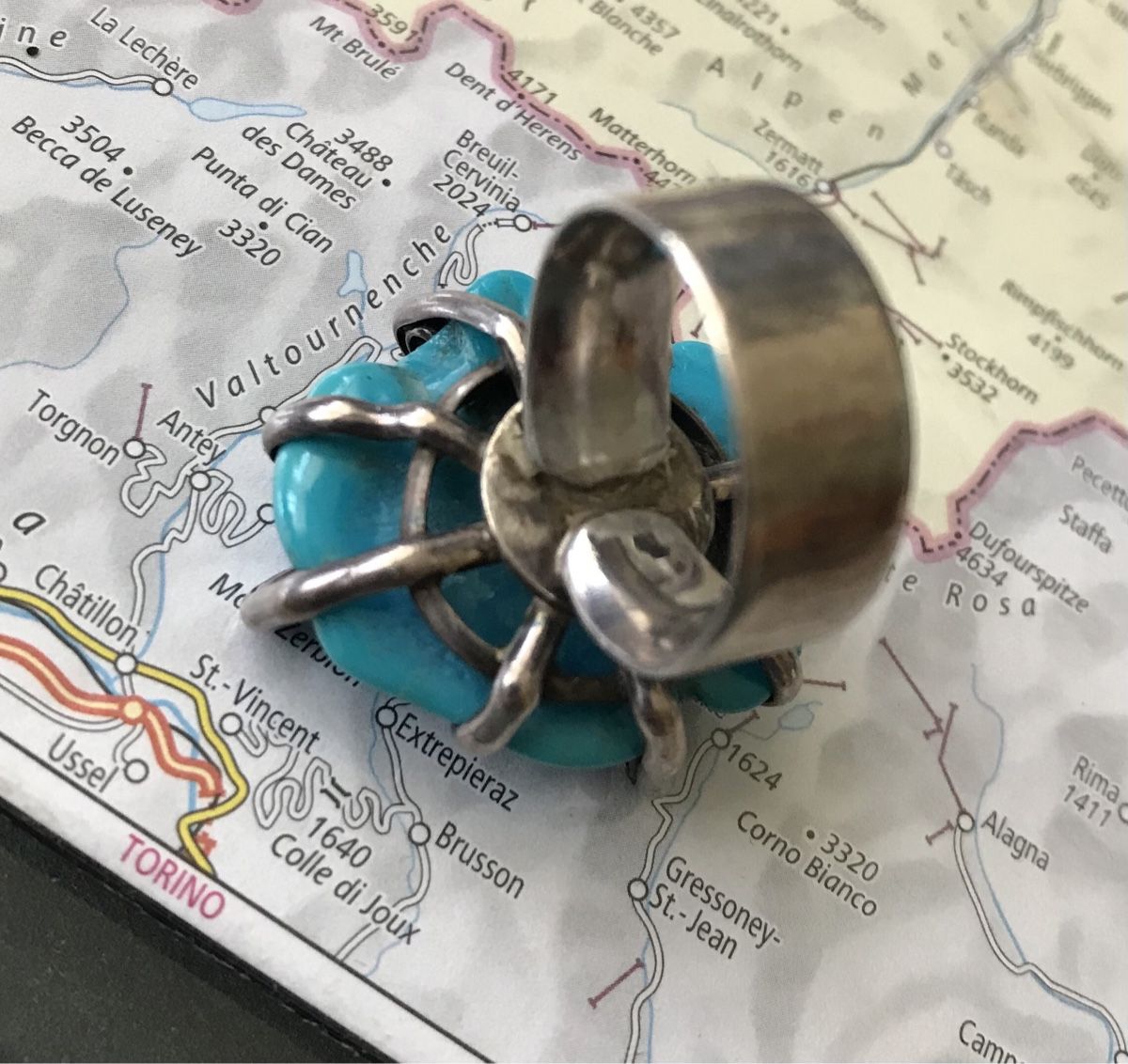 Ringe: Ring mit großem Türkis, Silber, Handarbeit, Unikat – Gebraucht aus Meilen von delta-da-spica 4