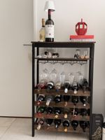 Bar shelf with wine and wine glass storage