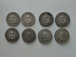 8 pièces de 2fr 1910 - 1946 (Ag)