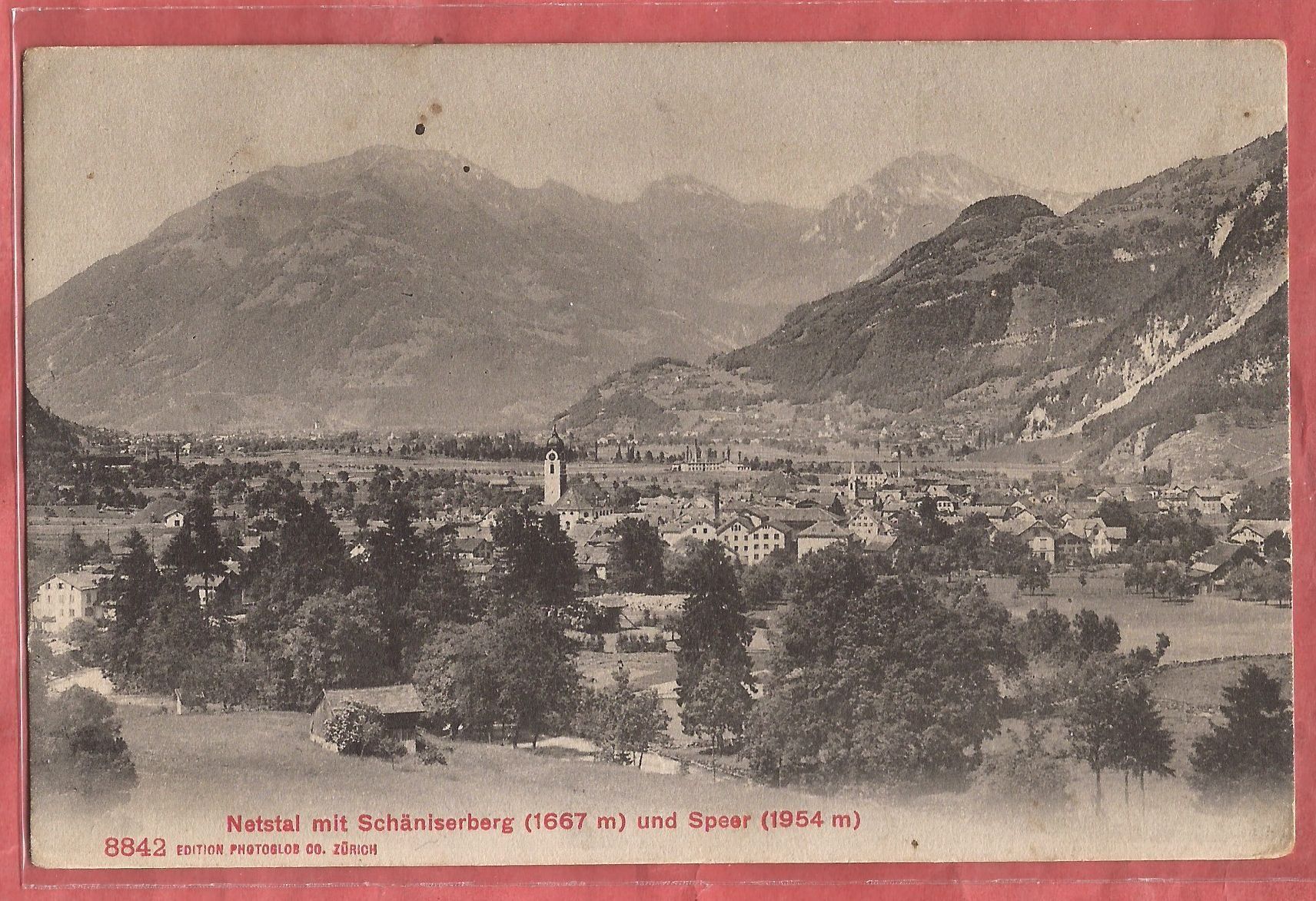 Cartoline postali: Netstal mit Schäniserberg und Speer - 1908 – Usato da Fislisbach venduto da Porano
