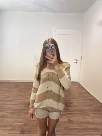 Pull Charlotte Russe beige blanc rayé taille XS bon état