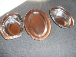 3er Set Chromstahl oval 2 x Schüssel, 1 Schale