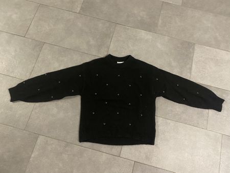H&M Perlenpullover, schwarz, Gr. XS, guter Zustand