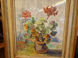(G.Weber) Aquarell Geranien Blumenbild