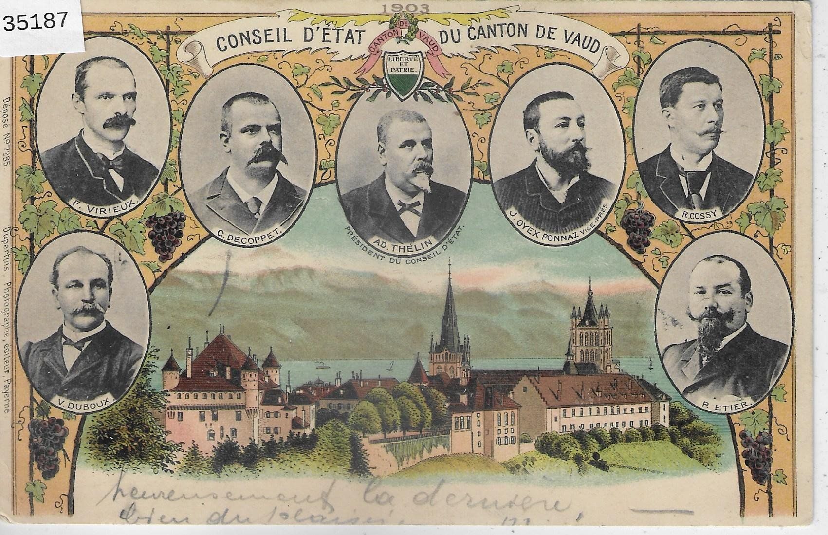 Cartoline postali: Conseil D'Etat du Canton de Vaud - Litho – Usato da Ettingen venduto da Kartenplanet