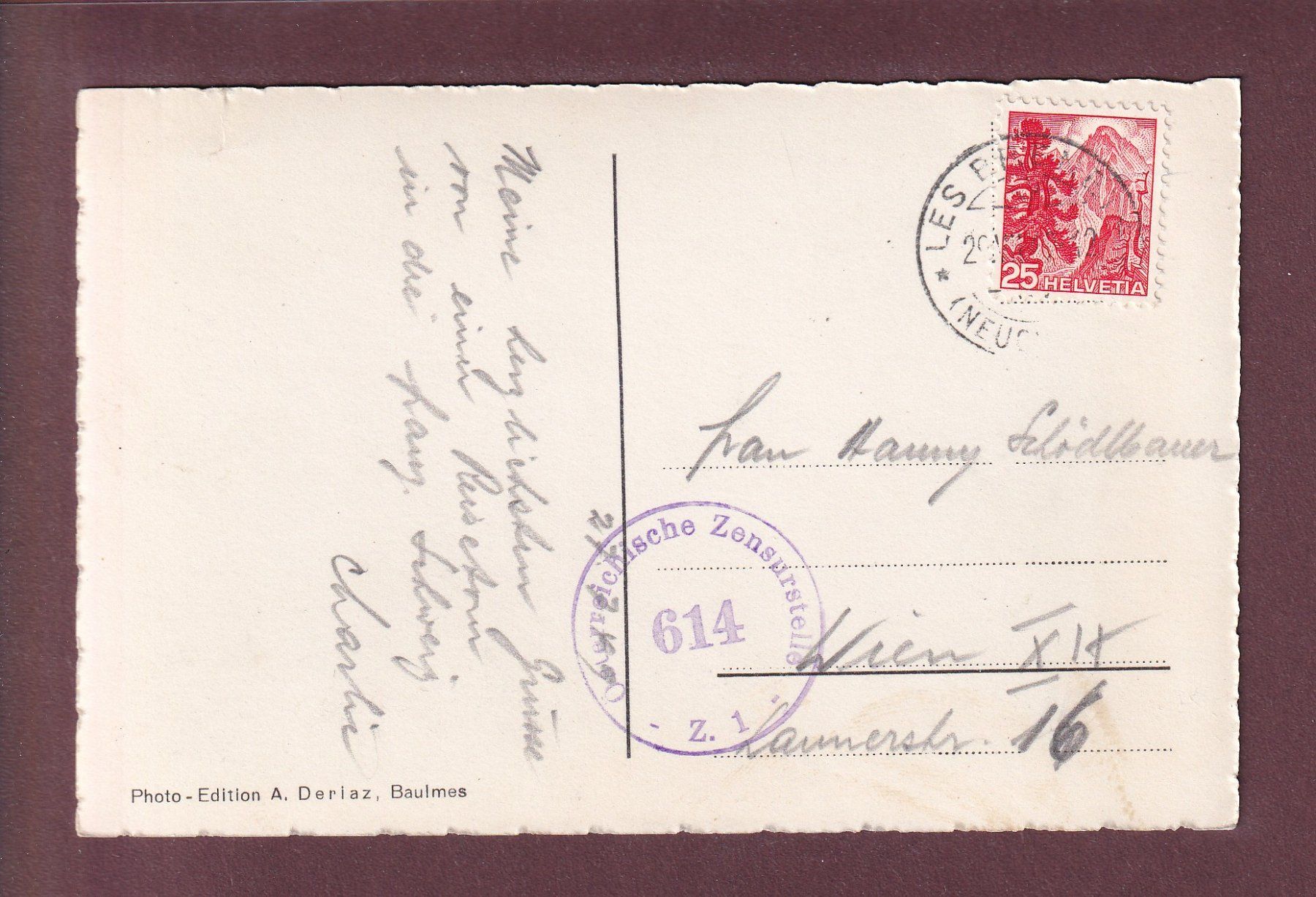 Cartoline postali: Les Brenets - SAUT DU DOUBS - 1949 – Usato da Pully venduto da nicecards 1