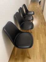 Stuhl 4er Set Sitzschale mit Kissen, Holzbeine